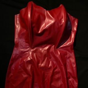 Latex Red Strapless Grown